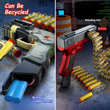 Glock Toy Gun for Kids | Manual | Long-Range with Magazine | Continuous Shoot  | Soft Foam Bullet Gun With 20 Bullets and 18 Chain Magazin- Random Colors