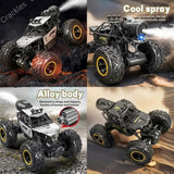 1:12 Scale 2.4Ghz Rechargeable Remote Control 4WD Alloy Off Road All Terrain Rock Crawler Toy Car, inbuilt with Booster Spray Function and Long Battery Life for Kids Adults