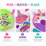Diamond Painting Kit for Kids, Dinosaur Shark Unicorn DIY 3D Stereoscopic Crystal Art & Craft Kits with Colourful Gem Beads, Diamond Pen & Tray, Birthday Gift for Kids