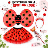Ladybug & Bee Fancy Dress Costume for Girls with Wings & Skirt, Ages 3–6
