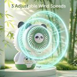 Handheld Panda Mini Portable Fan, Powerful Hand Fan Cute Design 3 Speed Personal Small Desk Fan, Lightweight Rechargeable USB Handheld Fan for Girls, Women, Men, Kids, Indoor, Outdoor