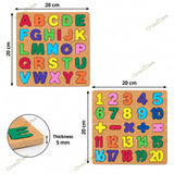 Wooden Alphabet & Number Puzzle Set of 2 for Kids, ABC Letters 1-20 Numbers & Math Signs, Montessori Educational Learning Toy, Preschool Early Learning Birthday Gift for Boys & Girls