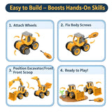 2-in-1 Take It Apart DIY Construction Truck Set for Kids  | Assemble Toys with Screwdriver | STEM Building Construction Vehicle Toy for Boys 2–5 Years (Pack of 2 Vehicles, Random Colors)