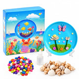 DIY Shell Art Kit for Kids Boys & Girls Age 3+ | 3D Seashell Mosaic Craft Kit with Plate, Glue, Brush, Shells & Colourful Stones | Creative Art & Craft Activity for Children 4-12 Years Old