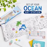 Space, Sea & Panda Theme Colouring Roll for Kids with 6 Acrylic Pens, 26 x 300 cm Extra Long Drawing & Coloring Paper Roll, Graffiti Art Colouring Scroll, Creative Coloring Activity for Boys & Girls