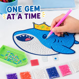 Diamond Painting Kit for Kids, Dinosaur Shark Unicorn DIY 3D Stereoscopic Crystal Art & Craft Kits with Colourful Gem Beads, Diamond Pen & Tray, Birthday Gift for Kids