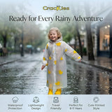 Kids Printed Raincoat for Boys & Girls, Hooded Waterproof Rain Coat with Full Sleeves and Front Button Closure for 8-11 Years Girls and Boys, Child Height 110–130 cm