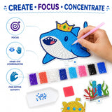 Diamond Painting Kit for Kids, Dinosaur Shark Unicorn DIY 3D Stereoscopic Crystal Art & Craft Kits with Colourful Gem Beads, Diamond Pen & Tray, Birthday Gift for Kids