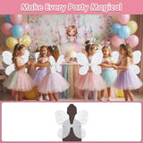 Fairy Butterfly Wings Costume Set for Girls with Matching Hair Band and Magic Wand, Princess Dress Up Accessories for Birthday Party, Fairy Theme, Fancy Dress & Pretend Play, Pack of 1, White