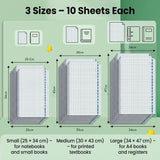 Transparent Book Cover Film – 30 Pcs Self Adhesive Waterproof Paper Sticker Book Covers | 3 Sizes (10 Each) Protective Book Binding Cover for School Textbooks, Notebooks, Office Books