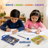 Stationery Set for Kids with Transparent Zipper Pouch, Notepad, 2 Pencils, Ruler, Eraser & Sharpener, Birthday Return Gifts, Party Favours for Boys & Girls Age 4-10