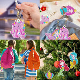 DIY Diamond Painting Keychain Making Kit for Kids, Make 15 Acrylic Gem Art Keychains, Mermaid & Sea Theme 5D Diamond Art Craft Activity Kit, Creative Birthday Gift for Girls 6+ Years