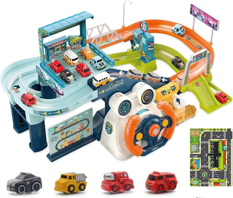 Car Race Tracks for Boys Car Adventure Toys for 3+ Year Old Boys Girls, City Rescue Preschool Educational Toy Vehicle Puzzle Car Track Playsets for Toddlers (Urban Rail Transit)