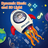 Space Rocket Baby Toy, Infant Tummy Time Toys for 3-6 Months, Interactive Crawling Rocket with Music, Lights, Water Steam, Star Projection for 6-12, 12-18 Month Toddlers Birthday Gifts