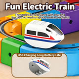 51 Pcs DIY Electric Train Track Set for Kids | 3D Flexible Cube Railway Building Toy with Loops, Curves & Bridges | USB Rechargeable Train | STEM Construction Toy for Boys & Girls Ages 3+