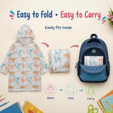 Kids Printed Raincoat for Boys & Girls, Hooded Waterproof Rain Coat with Full Sleeves and Front Button Closure for 8-11 Years Girls and Boys, Child Height 110–130 cm