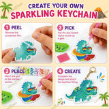 DIY Diamond Painting Sticker Kit for Boys, 15 Dinosaur Gem Art Stickers, 5D Diamond Art & Craft Activity Kit with Colourful Rhinestones & Tools, Birthday Gift for Boys 6-12 Years
