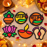 Diwali Rangoli DIY Art & Craft Kit for Kids, Boys & Girls | 6 MDF Cutouts, 8 Colourful Snow Mud Pouches & Ganesh Lakshmi Standee | Diwali Decoration, Festive Activity & Gift Set for Home