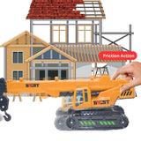 Friction Crane Toys for Boys - 1:55 Model Construction Toy with Straight Boom Arm, Movable Hook & 360° Rotation | Push & Go Toy Truck for Kids Age 3+ | Multicolor