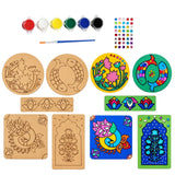 Pichwai DIY Art & Craft Kit for Kids & Adults | MDF Wooden Painting Kit with 5 Projects, 6 Paint Colours, Brush & Gems | Coasters, Bookmark, Jharokha & Art Board | Creative Hobby Gift for kids
