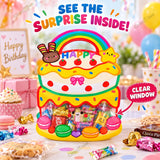 Reusable Birthday Return Gift Bags for Kids, Goody Bags, 20.5 x 23 cm Cake Theme Party Favor Pouches with Carry Handle & Clear Window, Goodie Bags for Toys, Candies & School Gifts