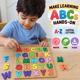Wooden Alphabet & Number Puzzle Set of 2 for Kids, ABC Letters 1-20 Numbers & Math Signs, Montessori Educational Learning Toy, Preschool Early Learning Birthday Gift for Boys & Girls