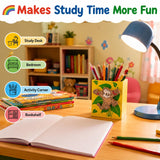 Wooden Pen Stand for Kids, Colourful Pencil Holder & Desk Stationery Organiser, Birthday Return Gifts and Party Favours for Boys and Girls 6-10 years old, Kanjak Gifts