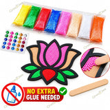 Diwali Rangoli DIY Art & Craft Kit for Kids, Boys & Girls | 6 MDF Cutouts, 8 Colourful Snow Mud Pouches & Ganesh Lakshmi Standee | Diwali Decoration, Festive Activity & Gift Set for Home