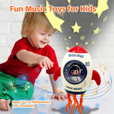Space Rocket Baby Toy, Infant Tummy Time Toys for 3-6 Months, Interactive Crawling Rocket with Music, Lights, Water Steam, Star Projection for 6-12, 12-18 Month Toddlers Birthday Gifts