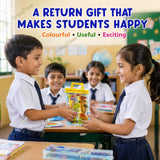 Stationery Set for Kids with Transparent Zipper Pouch, Notepad, 2 Pencils, Ruler, Eraser & Sharpener, Birthday Return Gifts, Party Favours for Boys & Girls Age 4-10