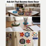 DIY Mandala Art Kit with 5 MDF Cutouts & 12 Acrylic Color Pens – Art Board, Tea Coasters, Bookmark & Fridge Magnet – DIY Craft Kit, Creative Activity & Gift for Kids & Adults