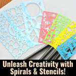 Creative Gift Designer Kawaii Spiral Spirograph Geometric Ruler Drafting Tools Art& Craft Sets School Stationery Return Gift for Children Kids Students Birthday -Pack of 1 (7+1 items)