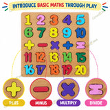 Wooden Alphabet & Number Puzzle Set of 2 for Kids, ABC Letters 1-20 Numbers & Math Signs, Montessori Educational Learning Toy, Preschool Early Learning Birthday Gift for Boys & Girls