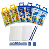 Stationery Set for Kids with Transparent Zipper Pouch, Notepad, 2 Pencils, Ruler, Eraser & Sharpener, Birthday Return Gifts, Party Favours for Boys & Girls Age 4-10