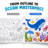 Space, Sea & Panda Theme Colouring Roll for Kids with 6 Acrylic Pens, 26 x 300 cm Extra Long Drawing & Coloring Paper Roll, Graffiti Art Colouring Scroll, Creative Coloring Activity for Boys & Girls