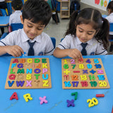 Wooden Alphabet & Number Puzzle Set of 2 for Kids, ABC Letters 1-20 Numbers & Math Signs, Montessori Educational Learning Toy, Preschool Early Learning Birthday Gift for Boys & Girls
