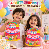 Reusable Birthday Return Gift Bags for Kids, Goody Bags, 20.5 x 23 cm Cake Theme Party Favor Pouches with Carry Handle & Clear Window, Goodie Bags for Toys, Candies & School Gifts