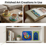 Pichwai DIY Art Kit for Kids & Adults | MDF Laser Cut Painting Kit with 12 Acrylic Markers, Tea Coasters, Bookmark, Jharokha & Art Board | Craft Kit with Gems | Return Gift & Hobby Set