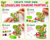 Diamond Painting Kit for Kids, Dinosaur Shark Unicorn DIY 3D Stereoscopic Crystal Art & Craft Kits with Colourful Gem Beads, Diamond Pen & Tray, Birthday Gift for Kids