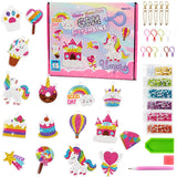 DIY Diamond Painting Sticker Kit for Girls, 15 Cute Unicorn & Sweet Theme Gem Art Stickers, 5D Diamond Art & Craft Activity Kit, Creative Birthday Gift for Girls 6-12 Years
