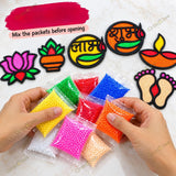 Diwali Rangoli DIY Art & Craft Kit for Kids, Boys & Girls | 6 MDF Cutouts, 8 Colourful Snow Mud Pouches & Ganesh Lakshmi Standee | Diwali Decoration, Festive Activity & Gift Set for Home