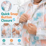 Kids Printed Raincoat for Boys & Girls, Hooded Waterproof Rain Coat with Full Sleeves and Front Button Closure for 8-11 Years Girls and Boys, Child Height 110–130 cm
