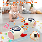 Space Rocket Baby Toy, Infant Tummy Time Toys for 3-6 Months, Interactive Crawling Rocket with Music, Lights, Water Steam, Star Projection for 6-12, 12-18 Month Toddlers Birthday Gifts