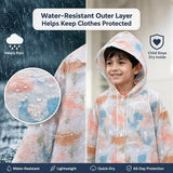 Kids Printed Raincoat for Boys & Girls, Hooded Waterproof Rain Coat with Full Sleeves and Front Button Closure for 8-11 Years Girls and Boys, Child Height 110–130 cm
