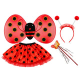 Ladybug & Bee Fancy Dress Costume for Girls with Wings & Skirt, Ages 3–6
