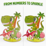 Diamond Painting Kit for Kids, Dinosaur Shark Unicorn DIY 3D Stereoscopic Crystal Art & Craft Kits with Colourful Gem Beads, Diamond Pen & Tray, Birthday Gift for Kids