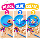 DIY Shell Art Kit for Kids Boys & Girls Age 3+ | 3D Seashell Mosaic Craft Kit with Plate, Glue, Brush, Shells & Colourful Stones | Creative Art & Craft Activity for Children 4-12 Years Old