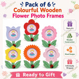 Wooden Flower Photo Frames for Kids, Colourful Mixed Designs, Cute Cartoon Picture Frames, Birthday Return Gifts and Party Favours for Boys and Girls Age 4-6 & 6-10 Years