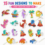 DIY Diamond Painting Sticker Kit for Boys, 15 Dinosaur Gem Art Stickers, 5D Diamond Art & Craft Activity Kit with Colourful Rhinestones & Tools, Birthday Gift for Boys 6-12 Years
