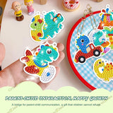 DIY Diamond Painting Sticker Kit for Boys, 15 Dinosaur Gem Art Stickers, 5D Diamond Art & Craft Activity Kit with Colourful Rhinestones & Tools, Birthday Gift for Boys 6-12 Years